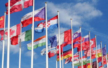 World flags in the wind