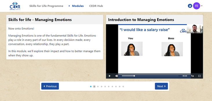 Screenshot of Skills for Life module